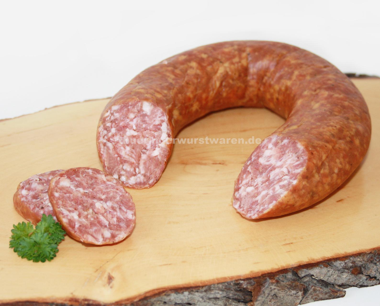 Original Thüringer Bratwurst mit Knoblauch im Ring – Fleischerei Müller ...